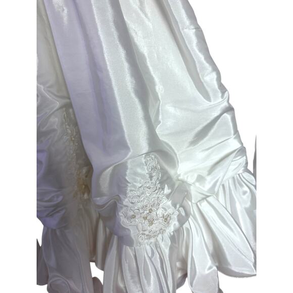 Fairycore Y2K Retro Eden Bridals Beaded Satin Gown Puffed Sleeve Dress Princess - Picture 6 of 6